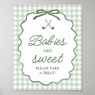 Sage Grün Gingham Schleife Golf Babys sind Süß Sch Poster