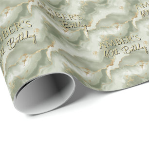 Sage-Grün-Gold abstraktes Marmordesign Geschenkpapier