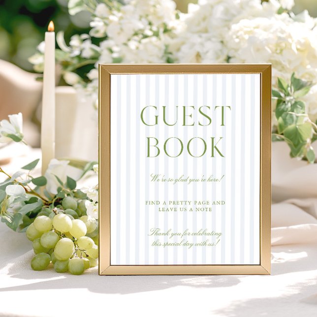 Sage Grün & Hellblau Hochzeitsgästebuch-Schild (Sage Green & Light Blue Wedding Guest Book Sign)