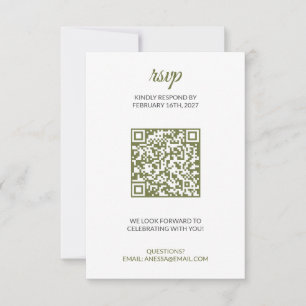 Sage Grün Hochzeit RSVP mit QR-Code Karte