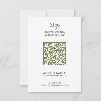 Sage Grün Hochzeit RSVP mit QR-Code Karte