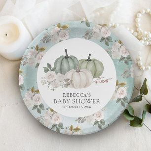 Sage Grün Kürbis Blumen Herbst-Baby-Party Pappteller
