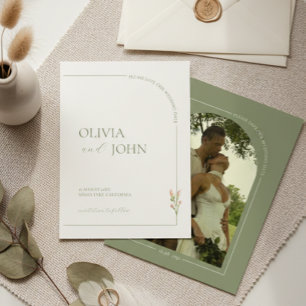 Sage Grün & Leinen Minimalistische Save-the-Date-K Einladung