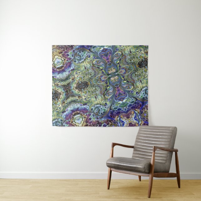Sage grün, lila blau Motif Abstrakt Wandteppich (Beispiel (Horizontal))