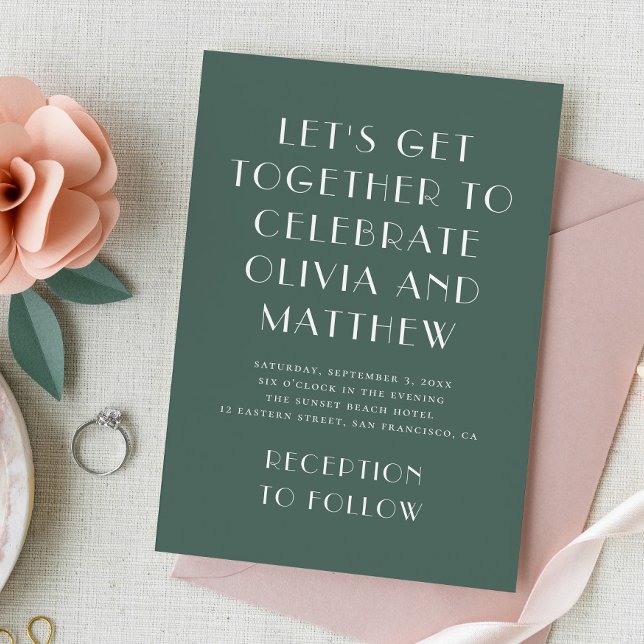 Sage grün moderne Typografie minimalistische Hochz Einladung (Von Creator hochgeladen)