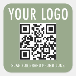 Sage Grün QR Code Aufkleber Geschäft Logo Quadrati