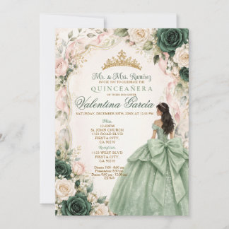 Sage-Grün Quinceañera Prinzessinnen-Einladung  Einladung
