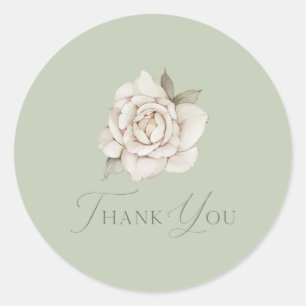 Sage-Grün-Rosen-„Danke“-Hochzeit Runder Aufkleber