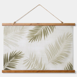 Sage Grün Tropisches Boho Holz Oberflächen Wand Kl Wandteppich Mit Holzrahmen