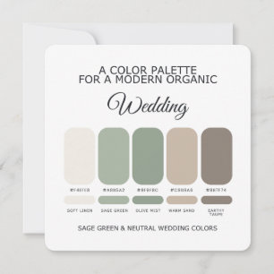 Sage Grün und Neutrale Hochzeitsfarben-Palette Kar Einladung
