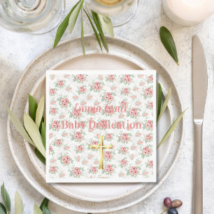 Sage Grün und rosa florale benutzerdefinierte Name Serviette