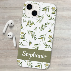 Sage-Grün-Wasserfarbe-Oliven-Name Case-Mate iPhone 14 Hülle