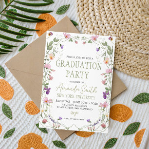 Sage Grün Wildblumen-Abschluss-Einladung Einladung