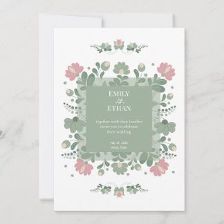 Sage Grün Wilde Blumen Hochzeit Einladung