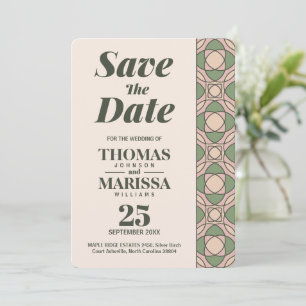 Sage-Grüne Art Deco Hochzeit Save the Date Karte