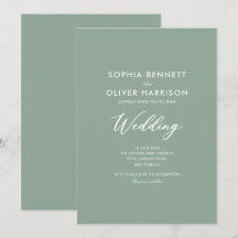 SAGE GRÜNE EINFACHE KALLIGRAFIE HOCHZEITSEINLADUNG