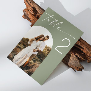 Sage-Grüne Hochzeit Elegante Minimalistische Bog Tischnummer