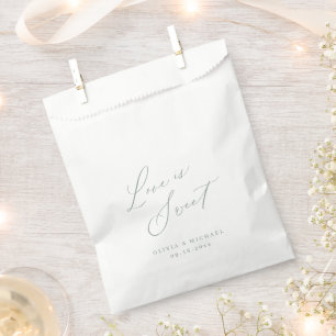 Sage Grüne moderne Liebe ist eine Hochzeit mit süß Geschenktütchen