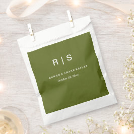 Sage-Grüner Hochzeitsgunstbeutel mit Monogramm Geschenktütchen