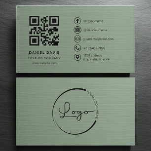 Sage-Grüner Metallischer Firmenlogo-QR-Code  Visitenkarte