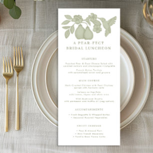 Sage-Grünes Menu Card für die perfekte Birne zur B Werbekarte