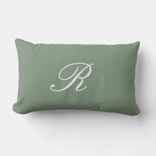 Sage-Grünes Monogramm Anfangs Hochzeitsgeschenk Ge Lendenkissen