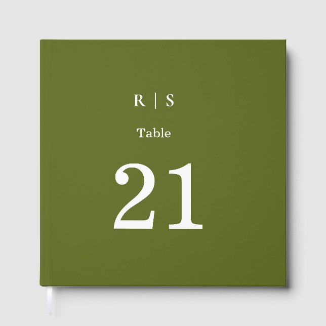Sage-Grünes Monogramm-Hochzeit Gästebuch (Vorderseite)