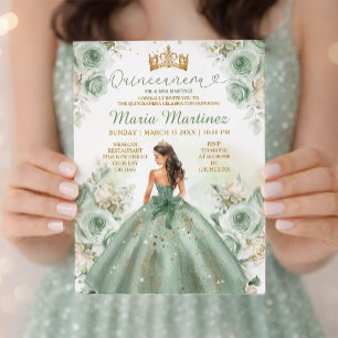 Sage Grünes Prinzessinnenkleid Florales Gold Quinc Einladung