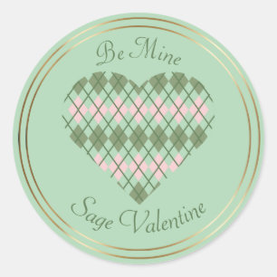 Sage Hearts Sage und Pink Argyle Herz  Runder Aufkleber