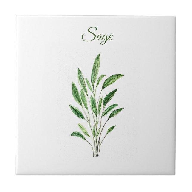 Sage Herb Grüne Küche Kulinarisches Grün Rustikal Fliese (Vorderseite)