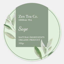 Sage Herbal Tee Business Label Runder Aufkleber