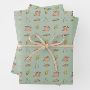 Sage Herbst Erntefest Hübscher Erntedank Geschenkpapier Set
