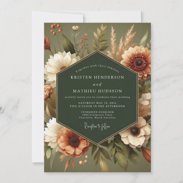 Sage Herbstdrauhzeit-Hochzeit Einladung (Vorderseite)