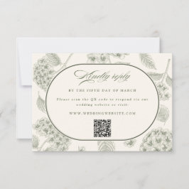 Sage Hydrangea Vintage Wedding  RSVP Karte