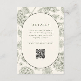 Sage Hydrangea Wedding Details QR Code  Begleitkarte