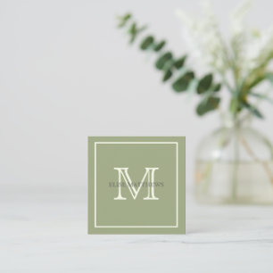 Sage & Ivory Custom Monogram Quadratische Visitenkarte