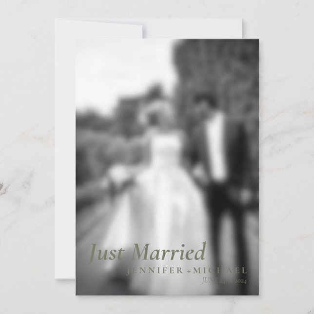 Sage Just Married Elegantes einfaches Hochzeitssem Einladung (Vorderseite)