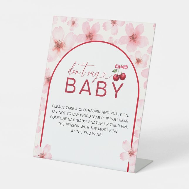 Sage kein Baby | Baby Shower Cherry Blossom Game Sockelschild (Vorderseite)