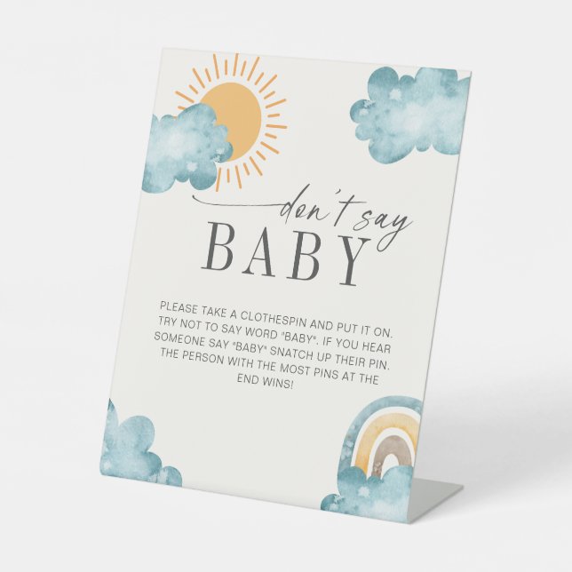 Sage kein Baby | Baby Shower Sunshine Games Sockelschild (Vorderseite)