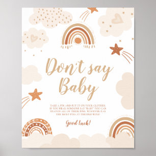 Sage kein Baby Boho Rainbow Sign Poster
