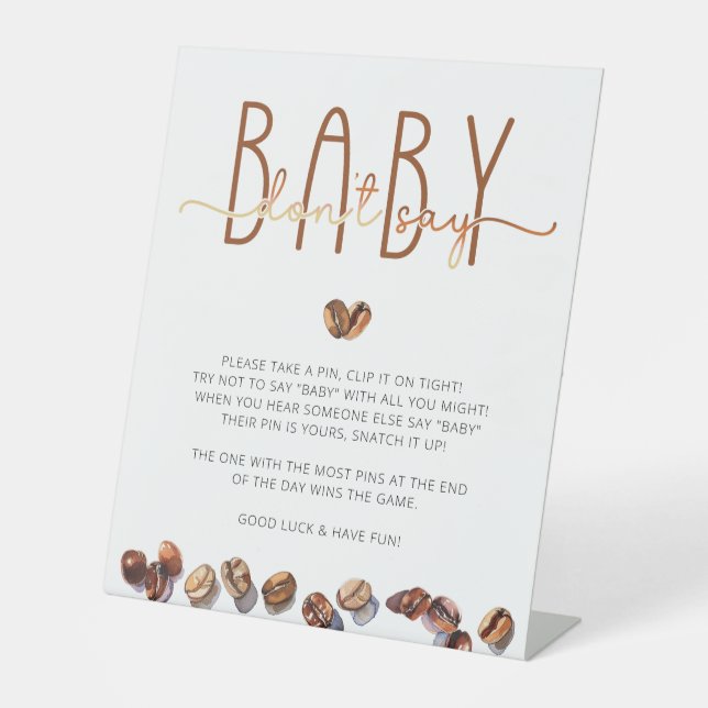 Sage kein Baby Coffee Baby Shower Game Sockelschild (Vorderseite)
