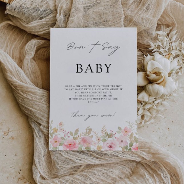 Sage kein Baby Game, Rose Baby Shower Sign, Einladung (Don't Say Baby Game, Rose Baby Shower Sign, Invitation)