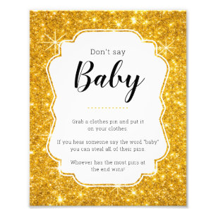 Sage kein Baby Gold Baby Duwer Game Sign Fotodruck