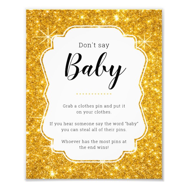 Sage kein Baby Gold Baby Duwer Game Sign Fotodruck (Vorne)
