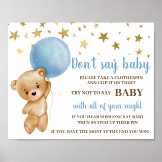 Sage kein Baby Shower Blue Bären Boy Poster