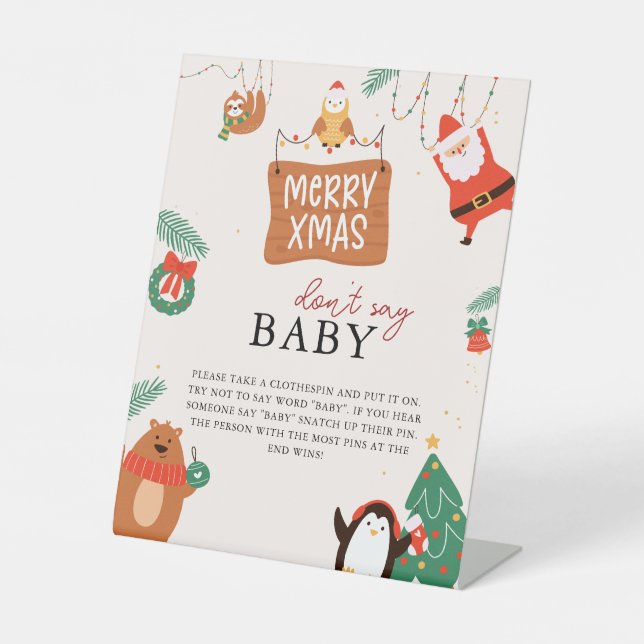 Sage kein Baby Weihnachtsduschenspiel Sockelschild (Vorderseite)