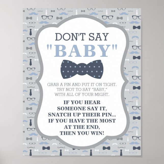 Sage kein Babyzeichen, Krawatte, Blau und Grau Poster (Vorne)