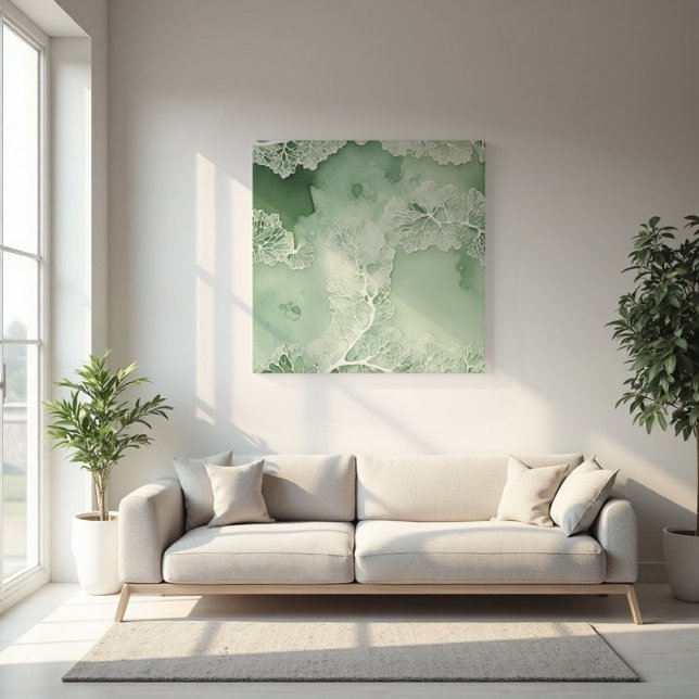 Sage Lace Lichen Abstrakt - Bio modern Leinwanddruck (Sage Lace Lichen Abstract: Ethereal Organic Modern Art with Delicate Botanical Texture.)