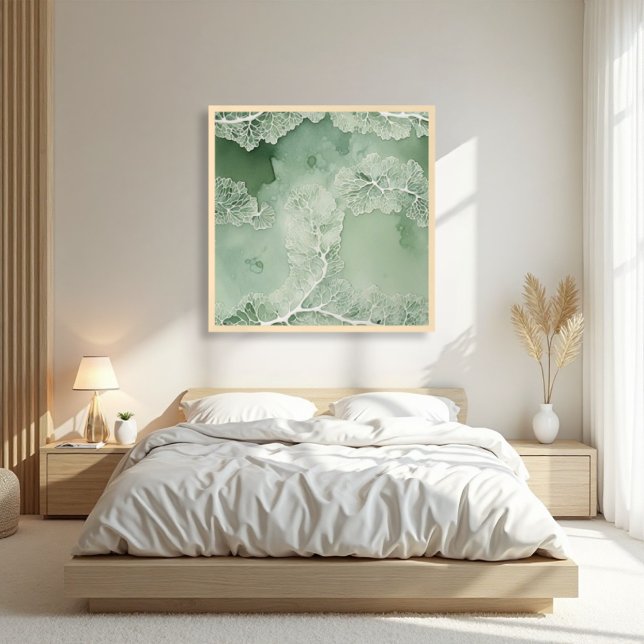 Sage Lace Lichen Abstrakt - Bio modern Poster (Sage Lace Lichen Poster: Serene Organic Modern Art with Ethereal Botanical Textures.)