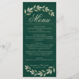 Sage Laurel Verlasse Rustic Emerald Green Wedding Menükarte
